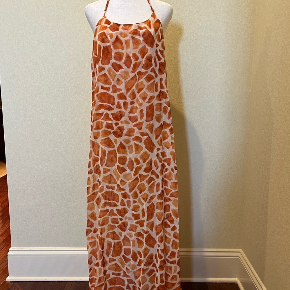 NWOT Giraffe Print Halter Maxi Dress